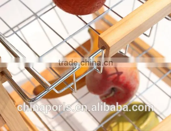 2016 Good Quality and Competitive Price Wooden Kitchen Trolley With Three Metal Wire Brackets/ceramic Tile on Top With Drawer photo-4