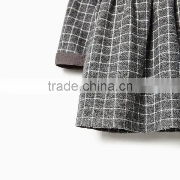 Latest Children Winter Plush Check Dress With Peter Pan Collar Design Children Girls Kids Clothes Garment 2016 HSD5797 photo-5
