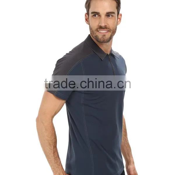 Custom High Quality Mens Zipper Collar Design Polo Shirts for Sale photo-4