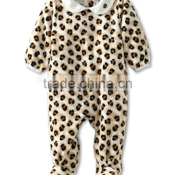 leopard printed footed bodysuit baby clothing wholesale china