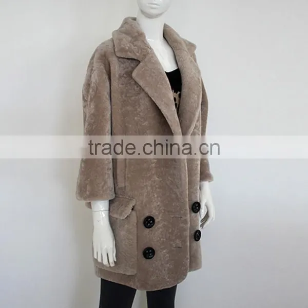 Myfur Genuine Sheep Shearing Fur Coat Pocket Cool-Chic Lady Winter Coat photo-3