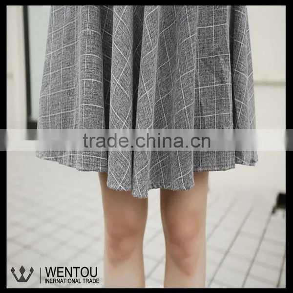 New Fashion Women Plaid Stretch Waist Pleated Skirt photo-4