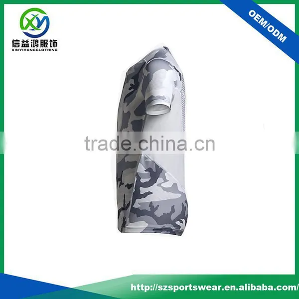 2017 OEM Service High Quality Polyester Fabric Dry Fit Camo t Shirt / Gym Shirt / Fitness Shirt photo-3