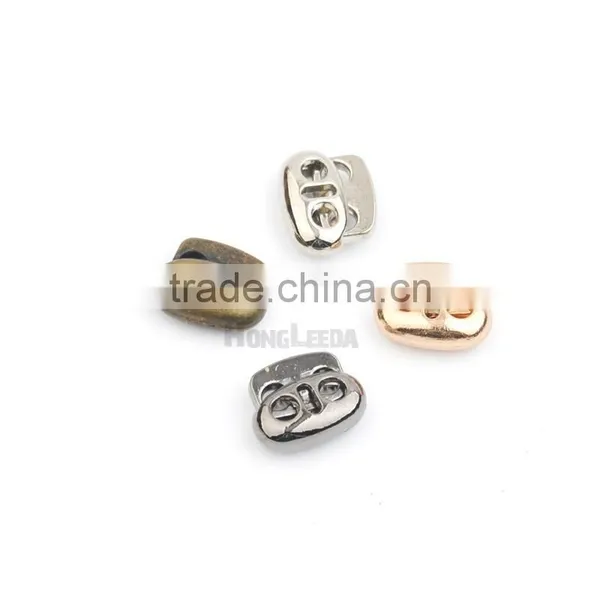 4 Colors Small Oval Metal Alloy Stoppers Toggle Cord Locks Drawstring Lock Two Holes for 3mm Bungee Cord STP-018 photo-2