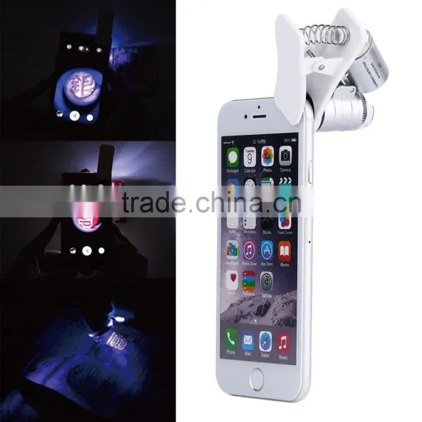 Wholesale 9882W 60X Magnifying Universal Mobile Phone LED Microscope Magnifier With Clip photo-2