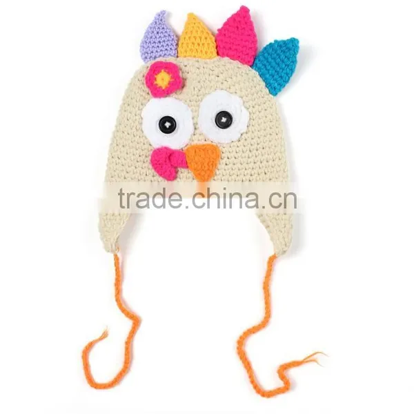 2017 Fashion Cute Turkey Animals Shape Crochet Acrylic Soft Ear Cover Baby Beanie Hat photo-2