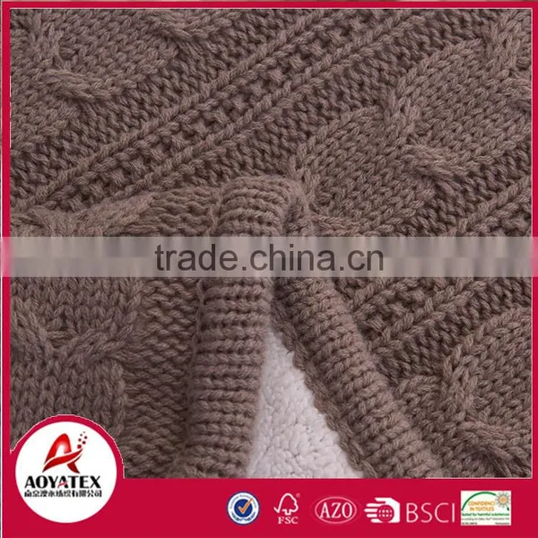 Hot Selling Soft Acrylic Knitting Crochet Blanket Backside Sherpa photo-4
