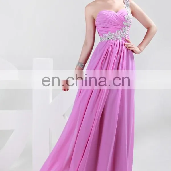 2015 Grace Karin Cheap Pink Long Evening Dresses One Shoulder Evening Gown CL4425 photo-3