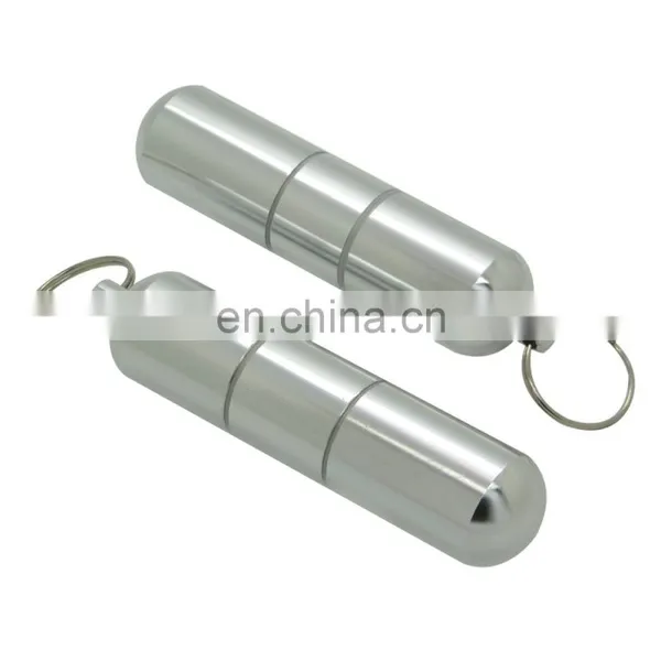 105*25mm Toothpick Holder Pocket Waterproof Aluminium Alloy Box Metal Pill Case with Key Ring
