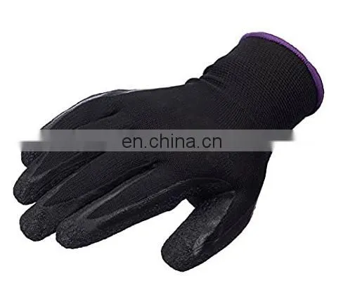 13 Gauge Black Nylon Crinkle Latex Palm Black Gloves For Metal Fabrication photo-2
