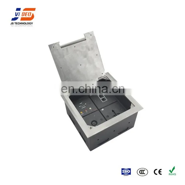Silver Ac Brushed Golden Metal Power Multi Insert Network Floor Box photo-3