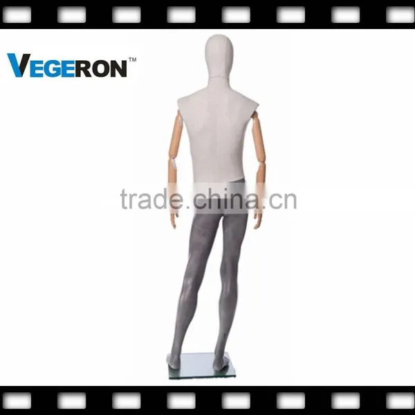Window Display Full Body Fiberglass Abstract Mannequin With Wooden Flexible Arms photo-2