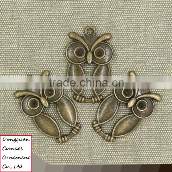 Wholesale Diy Zinc Alloy Jewelry Ancient Bronze Large Owl Pendant photo-3