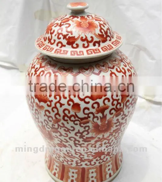Chinese Antique Ceramic& Porcelain Red & White Flower Pots