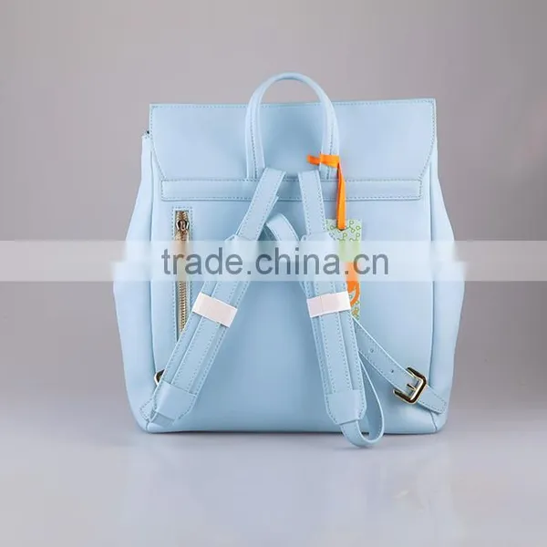 4574 2016 Factory Price Fashion Blue Leather Backpack la Moda Mochila Azul photo-3