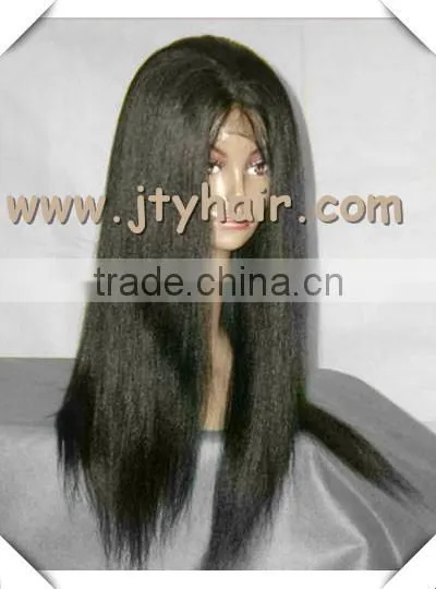 Hot Beauty Fashional Style 22" #1B Yaki Straight, Bleached Knots, Indian Remy Hair Lace Front Wig photo-2