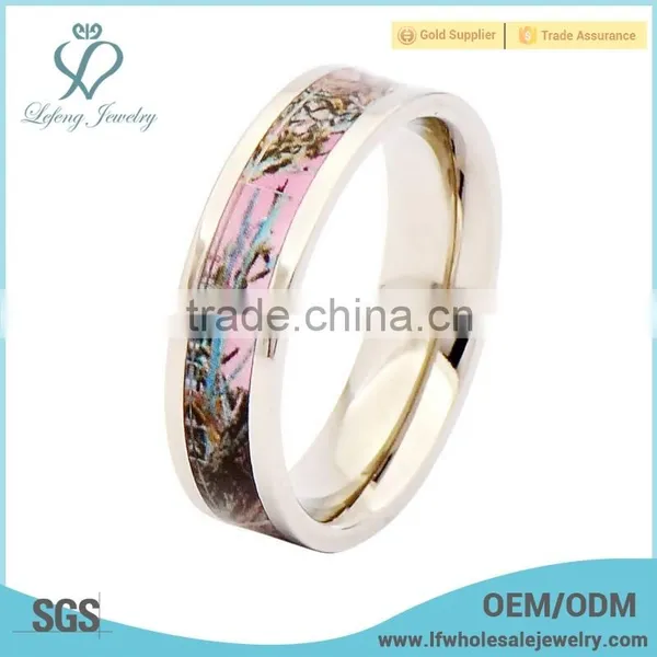 Cheap Pink Camo Titanium Wedding Band for Men photo-2