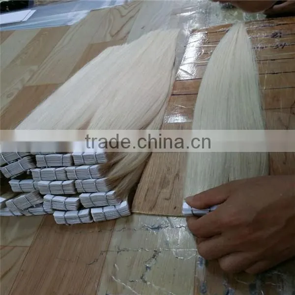 Straight 100% Remy Human Hair Extensions PU Tape in Hair Piece photo-4