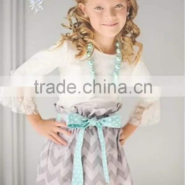 Kids Girls Clothing 2016 Child Fall Outfits Stripe Ruffle Dress Sun Flower Boutique photo-6