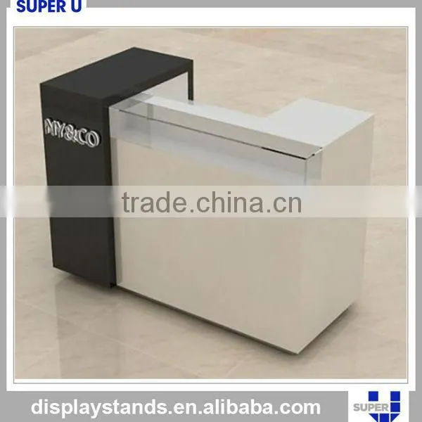 Wood Shop Counter Design White Reception Counter Display Furniture photo-5
