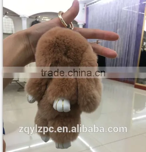 Big Soft Cute Rex Rabbit Fur Toy Keyring Decorate Keychain Trimming for Keys photo-5