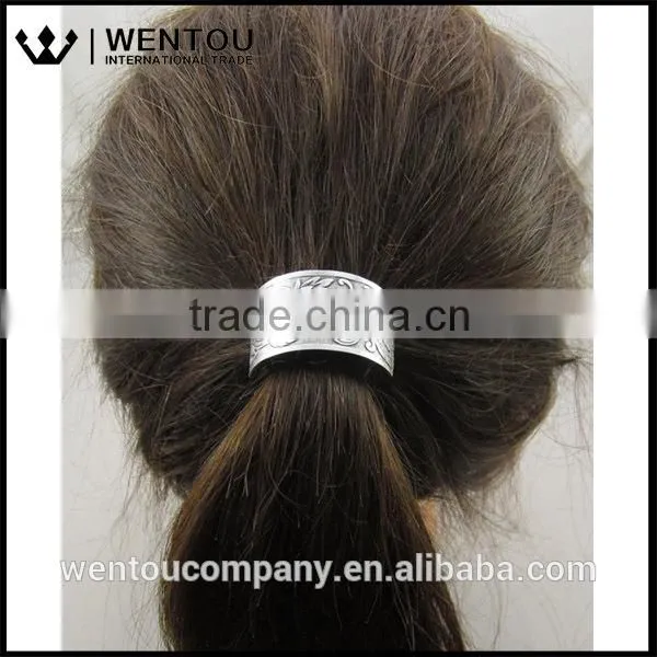 Scroll Design Flower Ponytail Holder