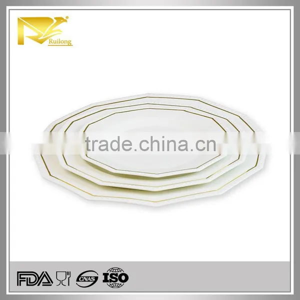 Tableware White Gold Rim Embossed Bulk Custom Ceramic Plates photo-2