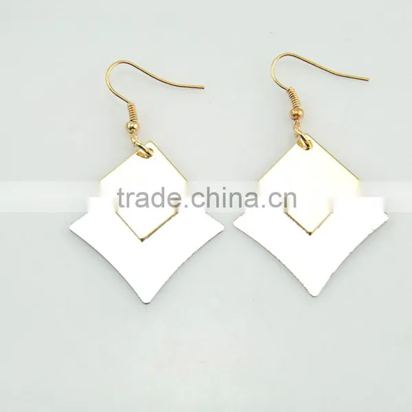Rhombus Design Stainless Steel Metal Earrings Gold and Silver Charm Hoop Earring Supplier's Choice photo-2