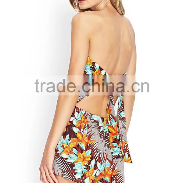 2014 Women Tropical Floral Strapless Romper Women Romper photo-5