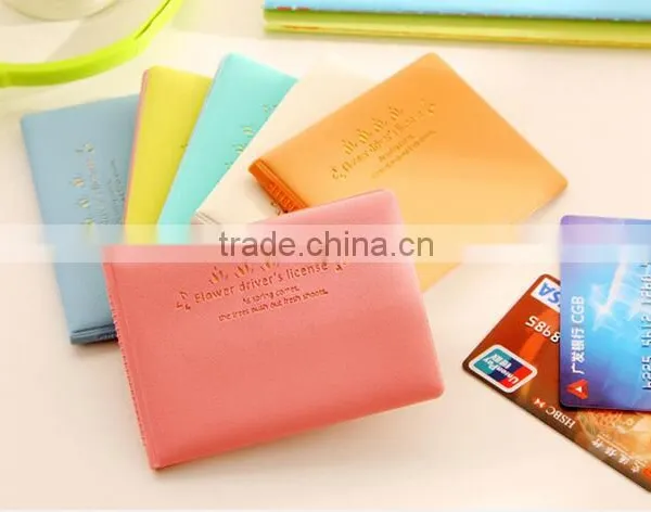 Lovely Plastic Business Credit Card Holder Wallet PU Leather ID Card Passport Pocket Purse Bag Flower Drivers Driving License