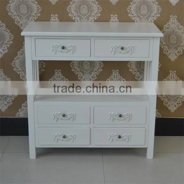 multi-drawer hollow out handmade wooden cabinet glossy white popular drawer table