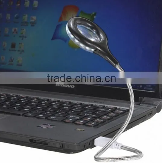Flexible 18 LED USB Light With Magnifer / Lamp Magnifer For Laptop / Usb Led Light Flashing photo-4