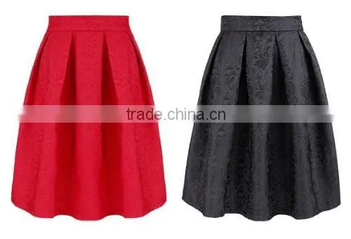Stylish Lady Women's High Waist Vintage Style Pleated Swing Ball Gown Dark Print Skirt photo-2