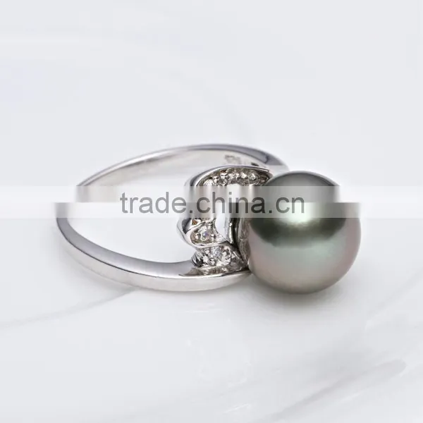 Wholesale Cheap Promotional 925 Woman Black Pearl Ring photo-3