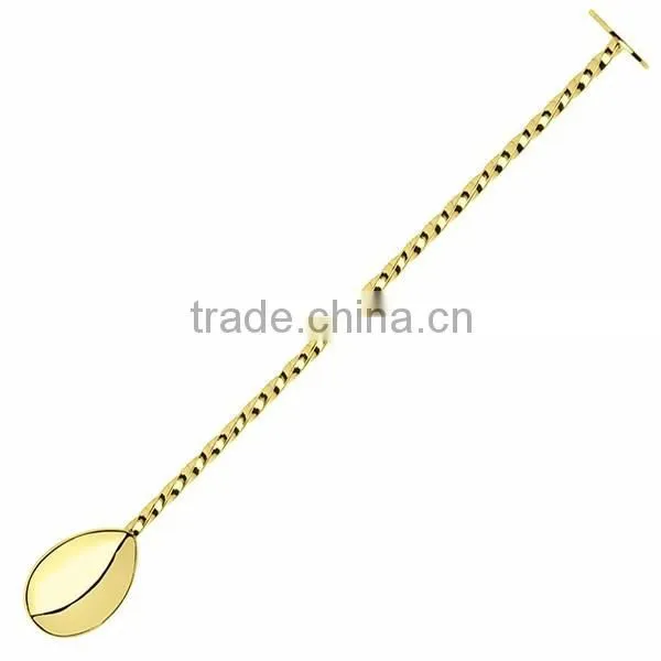Gold Plated Meta Twisted Bar Spoon Stirrer