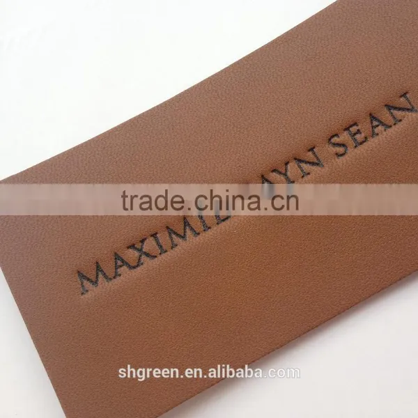 Soft Debossed Company Name Leather Tags for Suits photo-4
