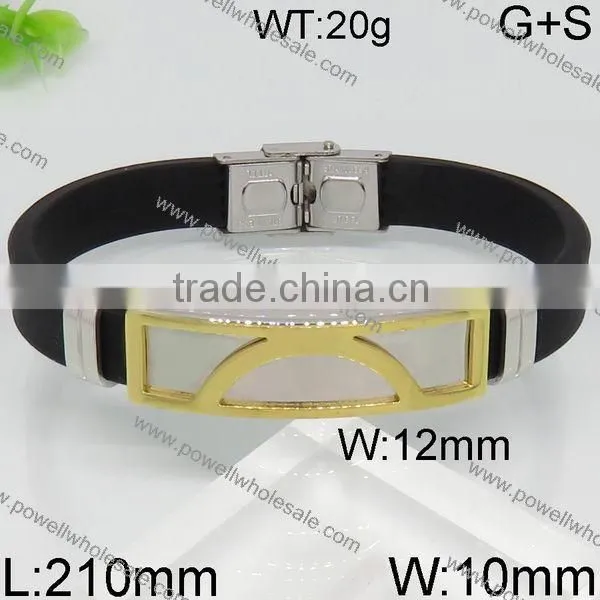 Wholesale New Gold Black Leather Mens Bracelet Models photo-2