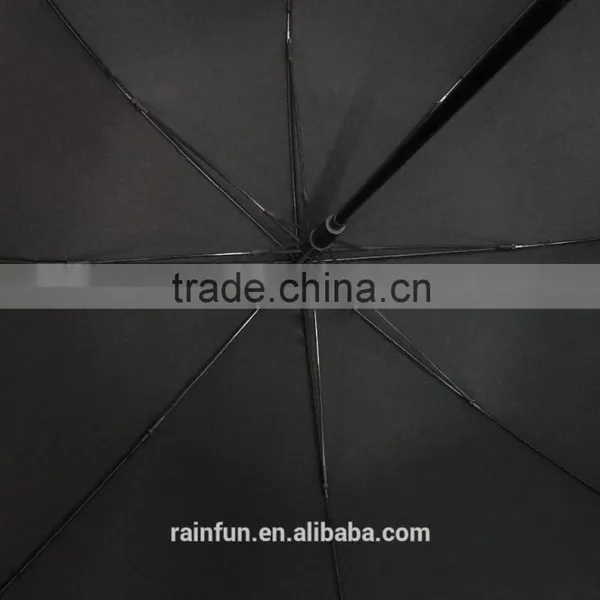 Black Pongee Automatic Open Long Umbrella photo-4