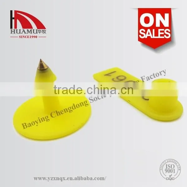 Ear Tag for Cattle With Metal Pin and TPU in Yellow 50*16 mm