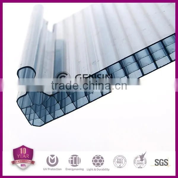 UV Blue Colored Glittering Polycarbonate Sheet Multiwall Hollow U Shape Roofing Skylight Panel Laxan Material photo-5