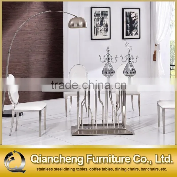 Modern Silver Stainless Steel Dining Table Dining Room Furniture photo-2