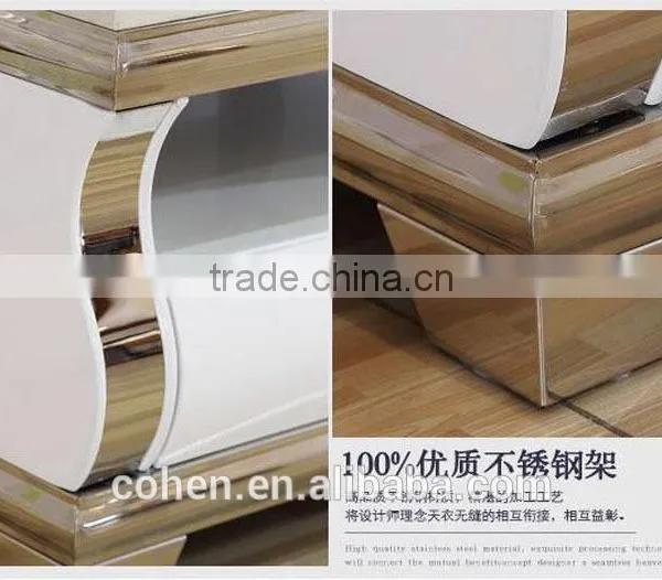 Hot Selling Royal Luxury High Gloss Stainless Steel TV Stand/cabinet Design E1073 photo-4