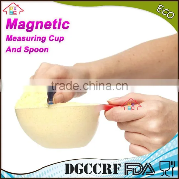 NBRSC Wholesale 8-Piece Individual Stackable Colorful Clear Plastic Magnetic Measuring Cup And Spoon Set for Baking photo-2