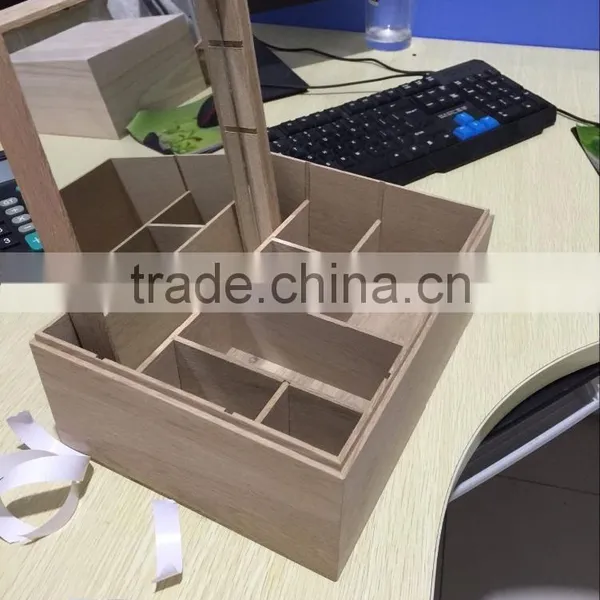 Wooden Natural Jewelry Gift Packaging Box Witjh Mirror photo-3