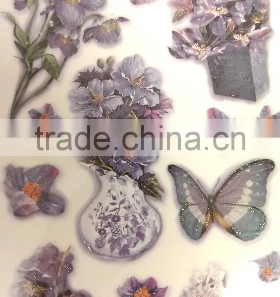 Purple Colorway Tulip & Butterfly Design Sticker, Classic Decorative Shinny Glitter Sticker photo-3