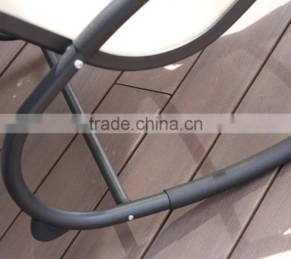 Patio Leisure Aluminum Tan Outdoor Rocking Chair With Headrest photo-5