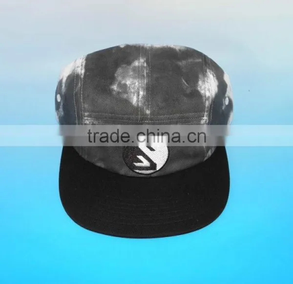 Black &white Washed Tye Dye 5 Panel Hat Sport Cap photo-3