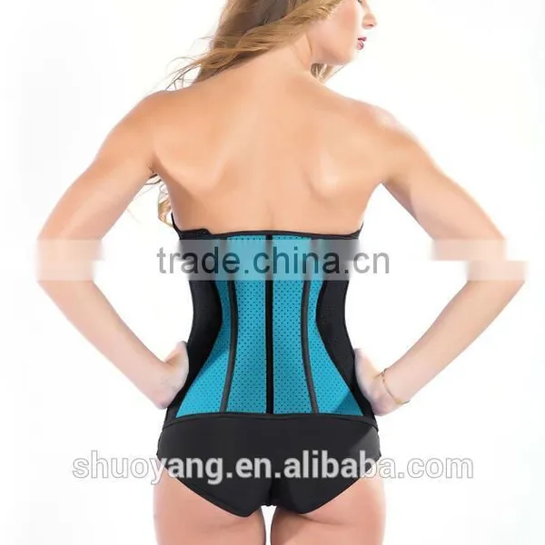 Shuoyang Top Selling High Quality Factory Wholesale Private Label Accept Strong 3 Hooks Mesh Breathable Latex Waist Trainer photo-2