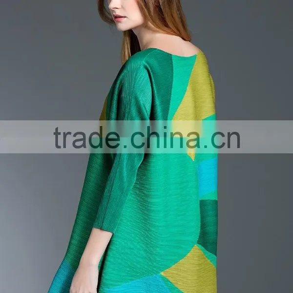 Gored Bright Color Large Size Women Plicated Dresses Wholesale photo-4