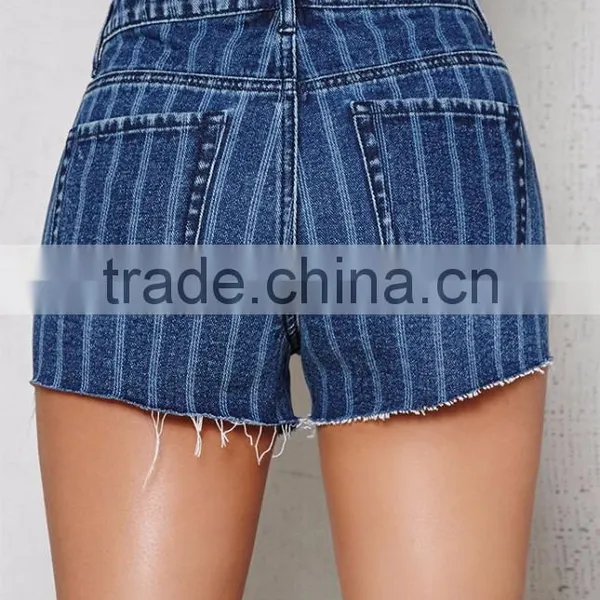 Stylish Engine Stripe Denim Shorts for Women Made in China photo-3